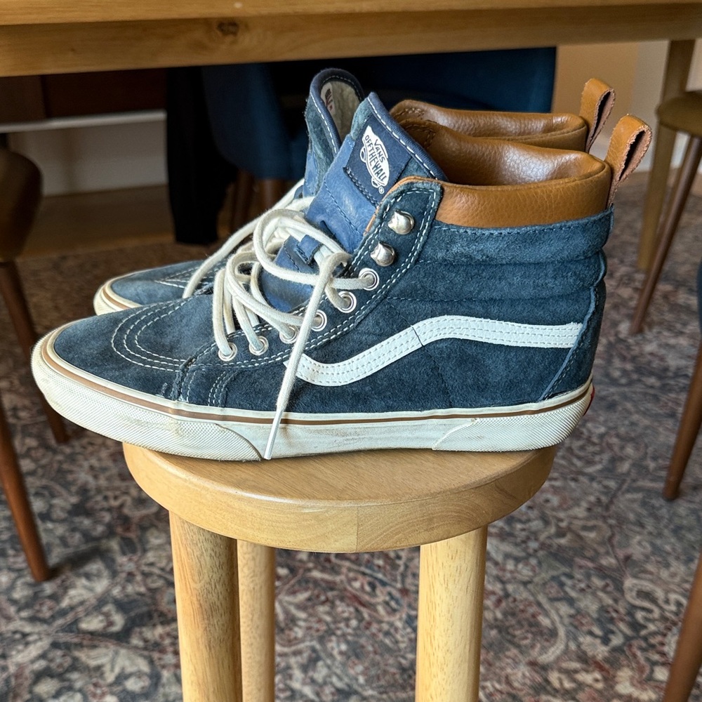 Vans Navy and Brown High-Top Sneakers